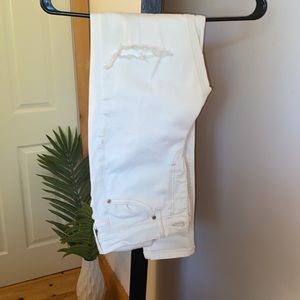 TopShop Thigh Rip Jamie White Skinny Jeans